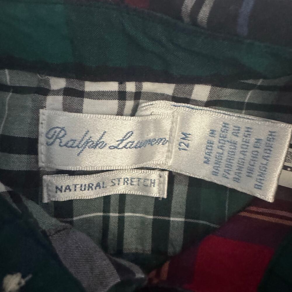 Ralph Lauren Girls Red Tartan Plaid Dress Size 12 Months Patchwork Holiday - Picture 4 of 8